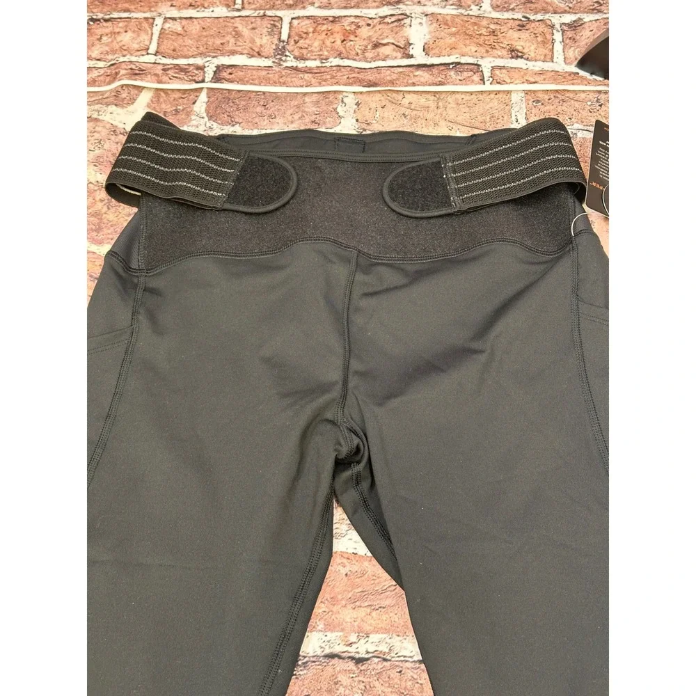 Tommie Copper Women Adj 2Pockets Capris 19" Black Compression Leggings - Picture 6 of 16